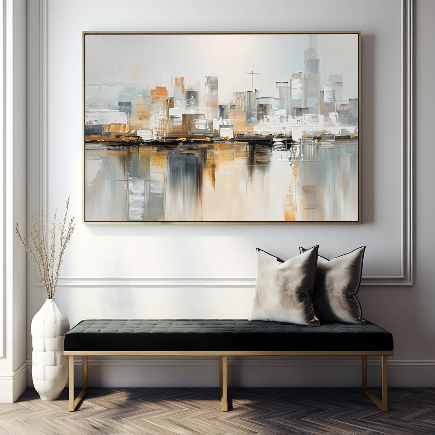 City Skyline Oil Painting