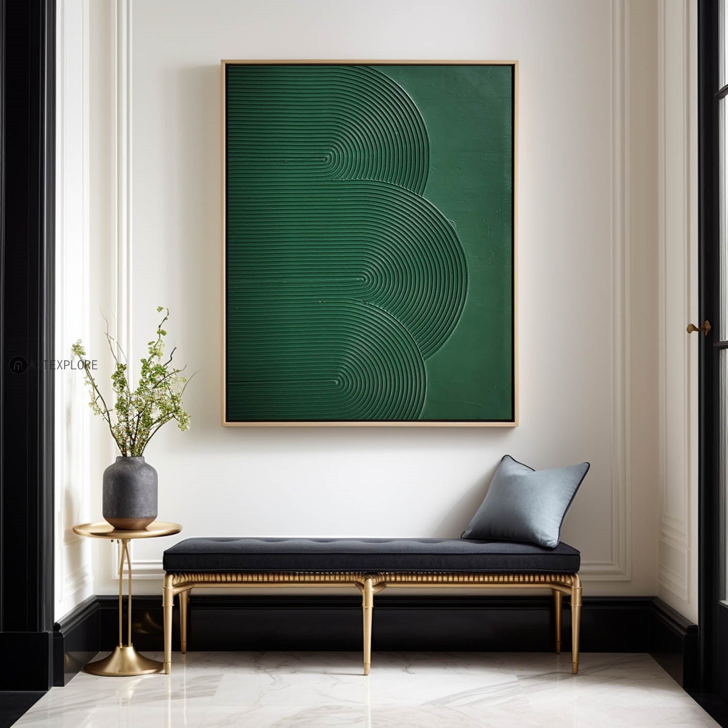 Dark Green Layered Arch 3D Textured Wall Art