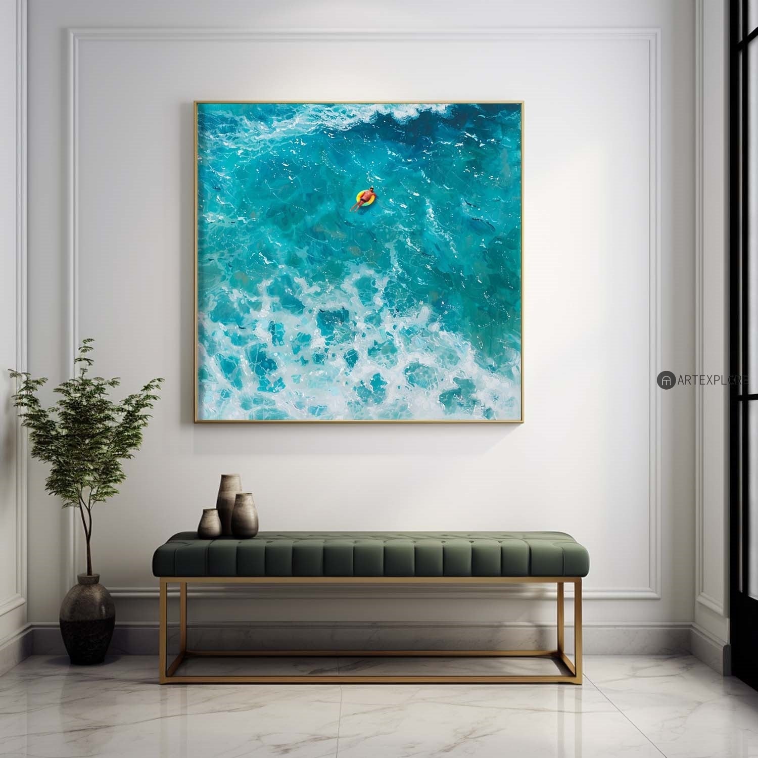 Turquoise Ocean Wave Oil Painting