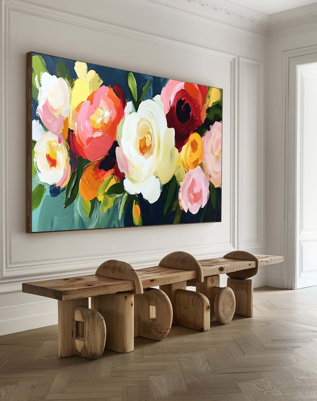 Vibrant Peony Bouquet Oil Canvas Art