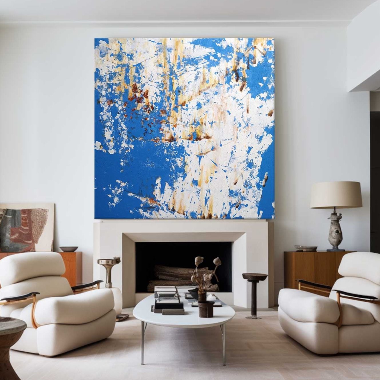 lue Gold Abstract Canvas Wall Art