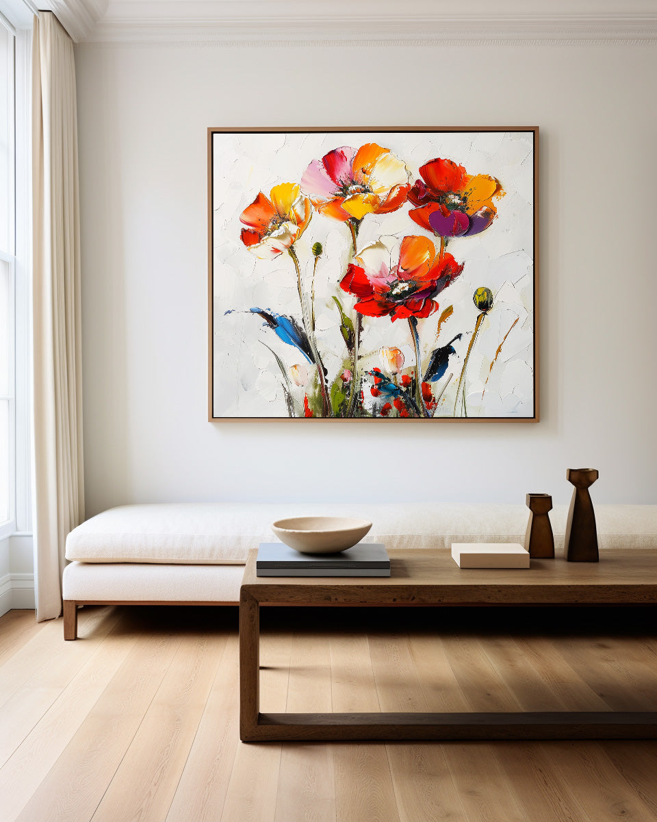 Colorful Poppy Flower Abstract Painting