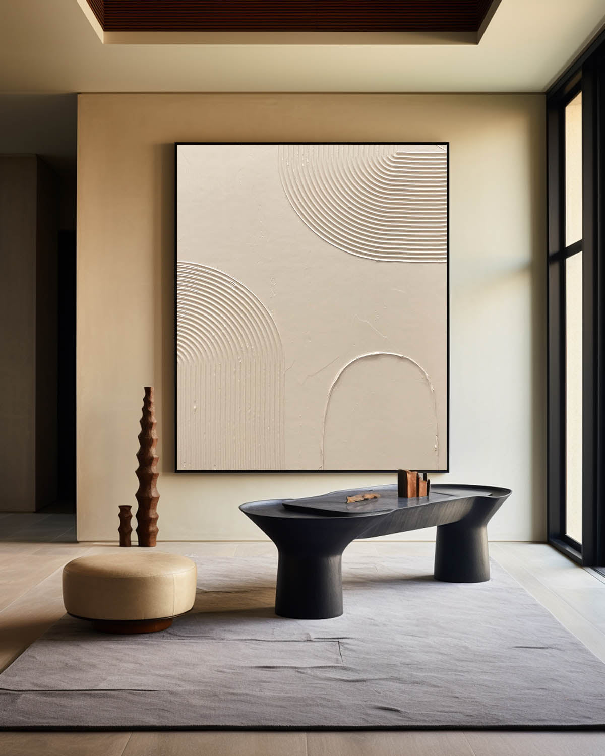 Curved Contour Waves Beige Art