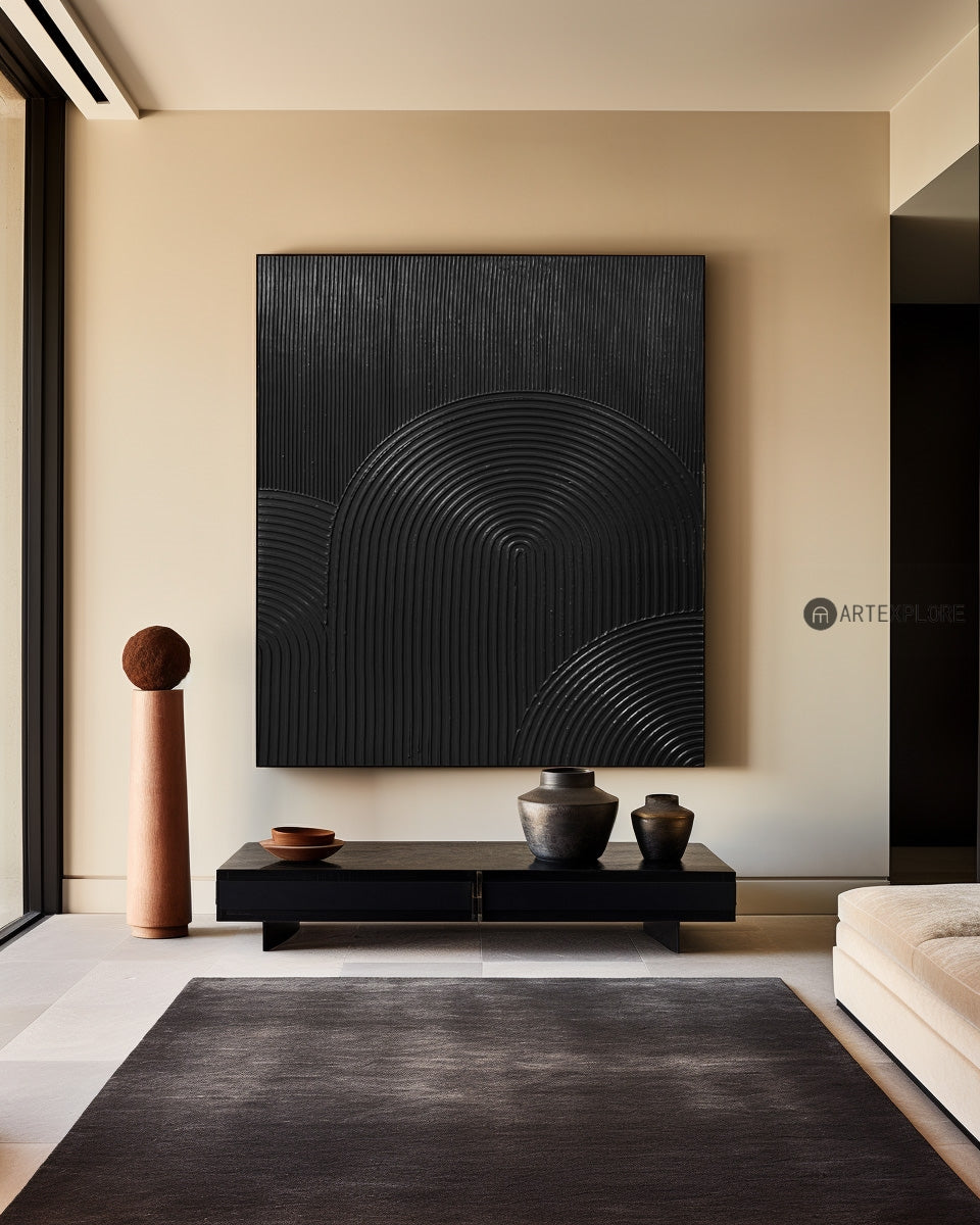 Veda Black Curve Geometric Painting