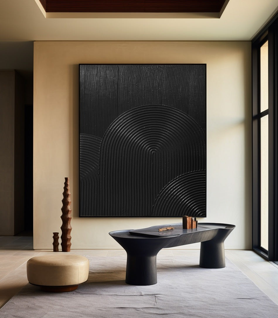 Veda Black Curve Geometric Painting