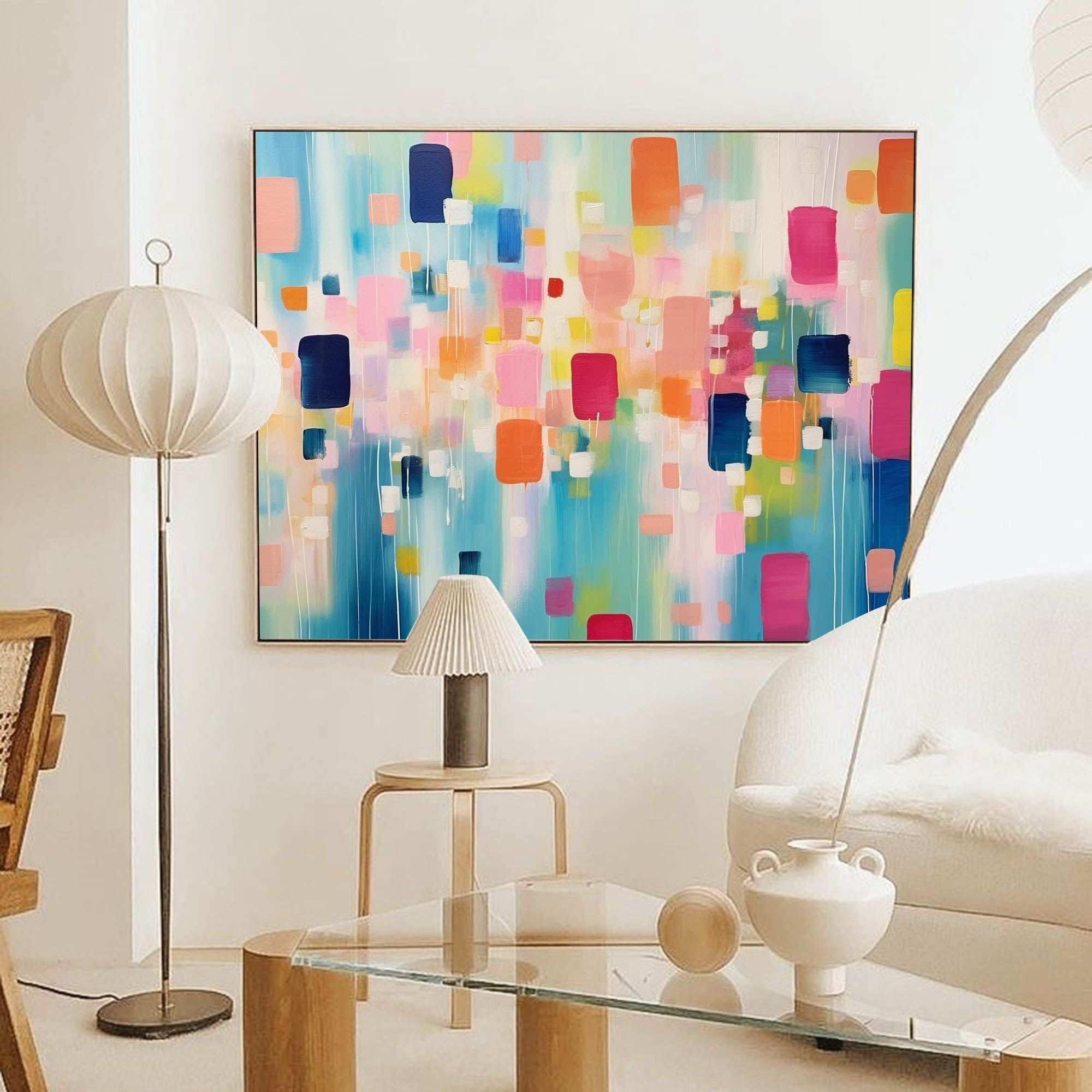 Contemporary Painting Vibrant Color Blocks Wall Art