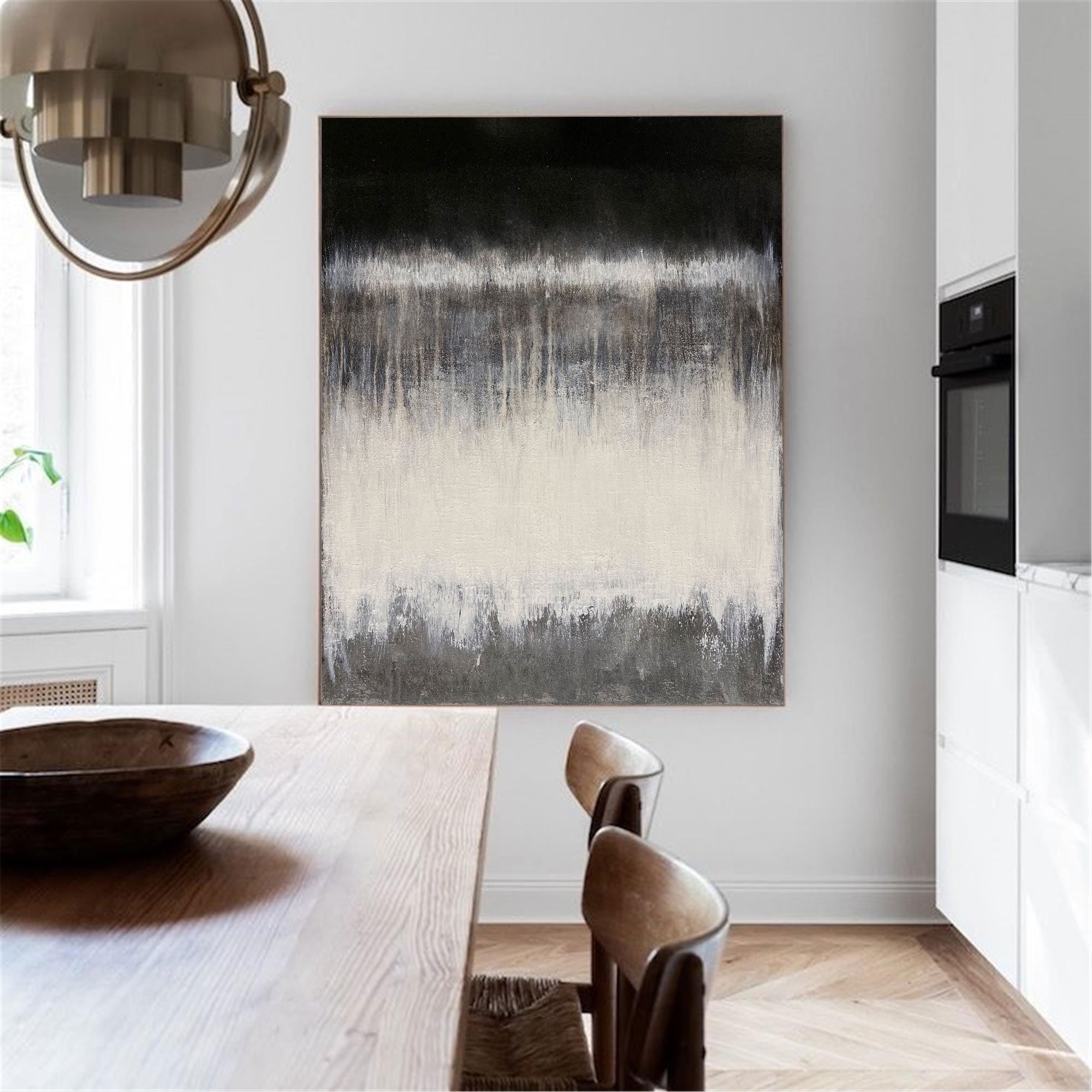 Black White Grey Abstract Painting