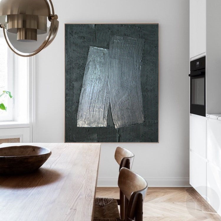 Wall Art Black Grey Geometric Rectangles Abstract Minimalist Texture Living Room | Neutralighting