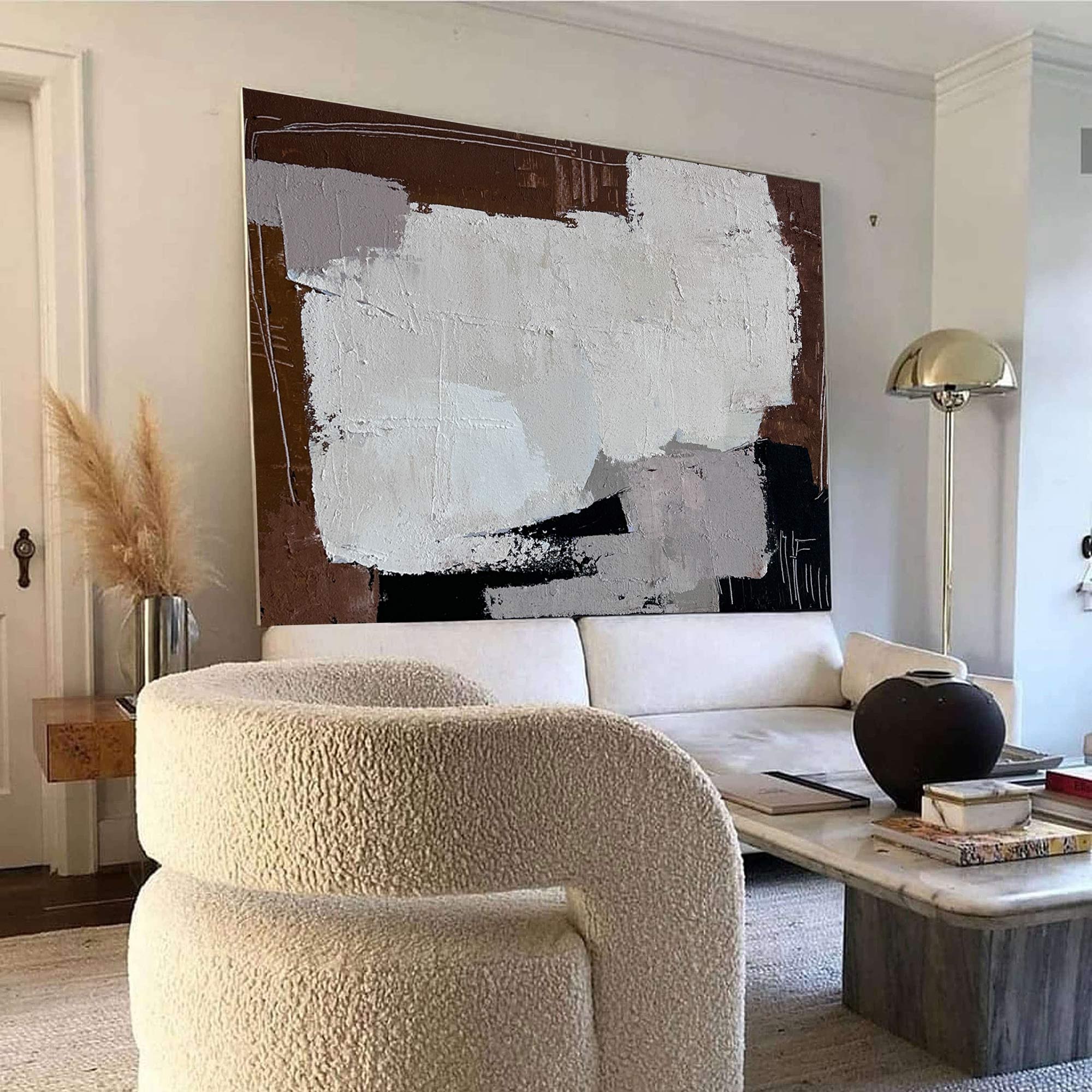 Thick Texture Earth‑Tone Abstract Art Warm Contemporary Living Room Wall Piece