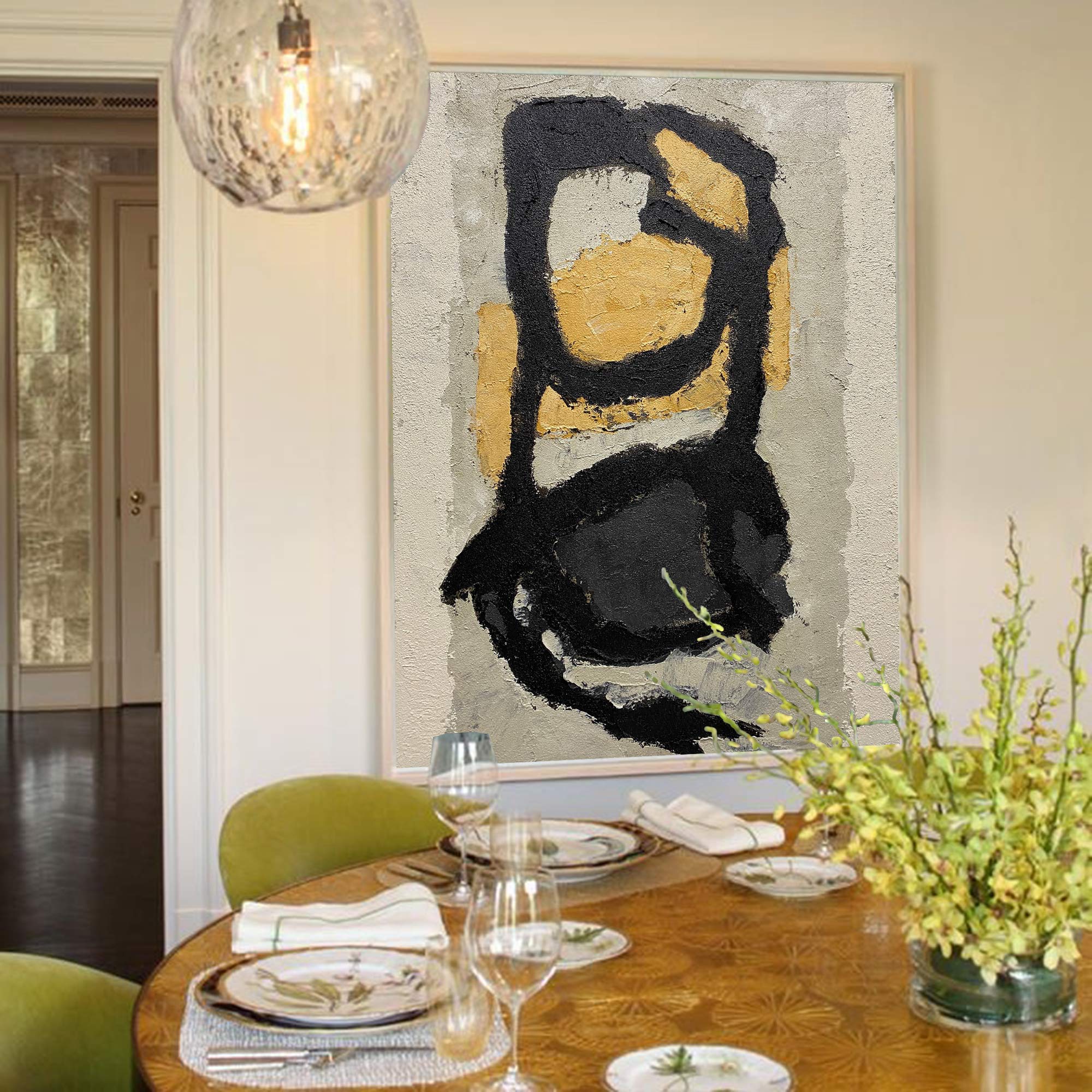 Black Gold Abstract Painting ABAV116 - Neutralighting
