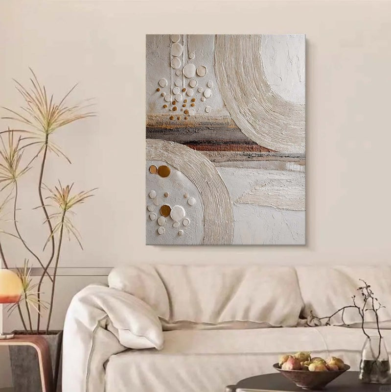 Wall Art Minimalist 3D Gold Circles Waves