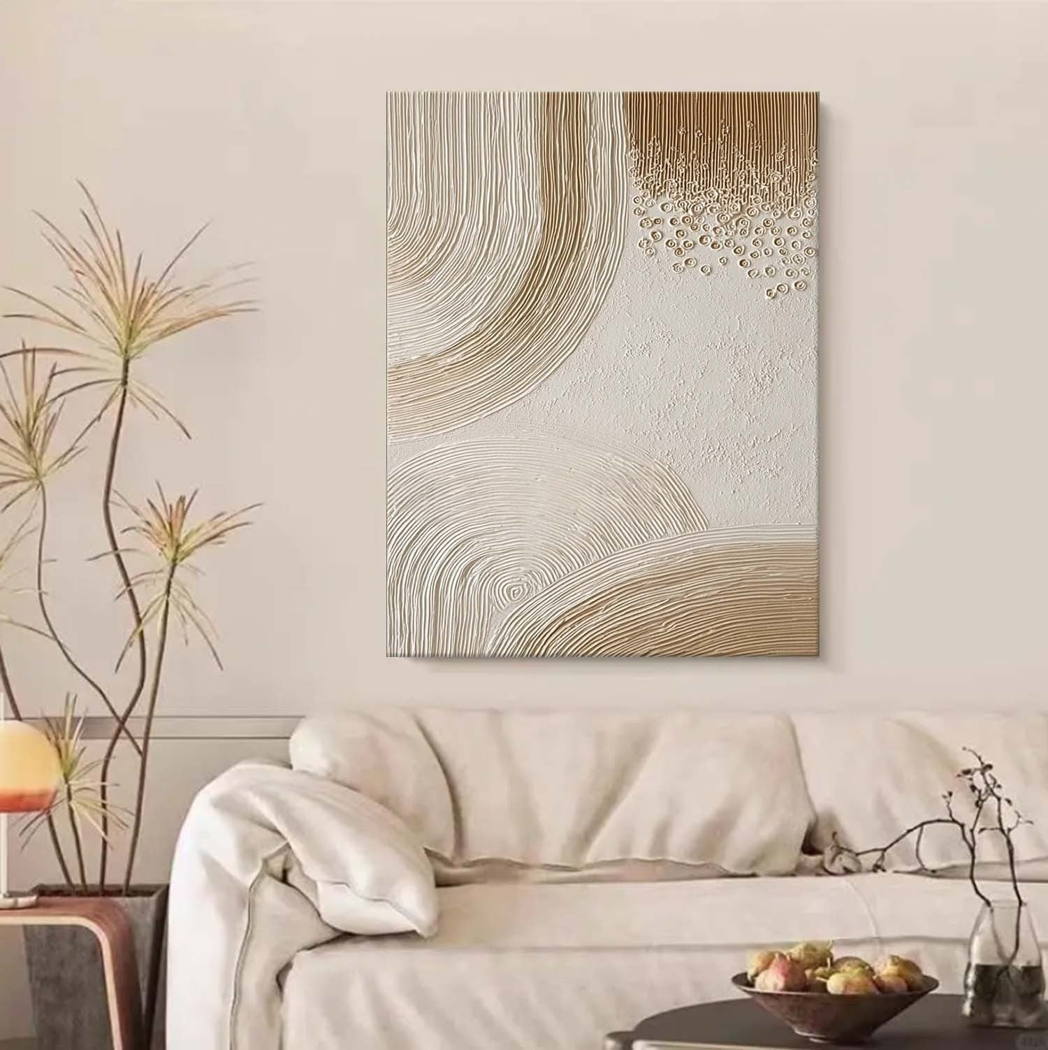 Wall Art Beige Wave Abstract Minimalist