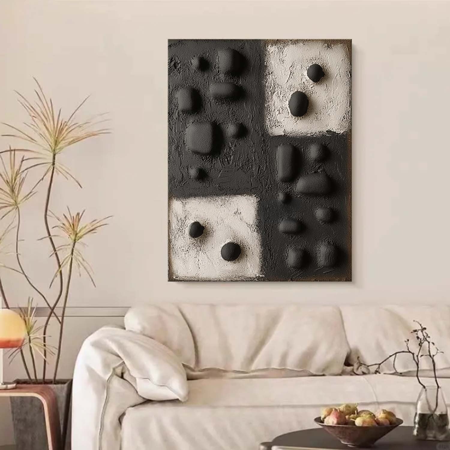 Wall Art Contrast Block Bas-Relief Abstract Painting