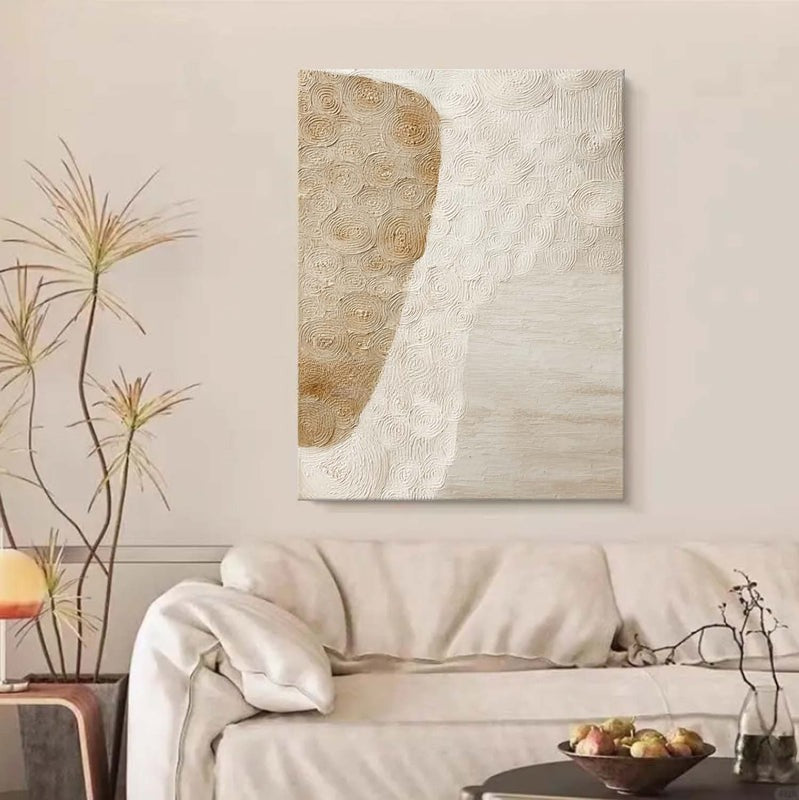 Beige Abstract Organic Textured Painting