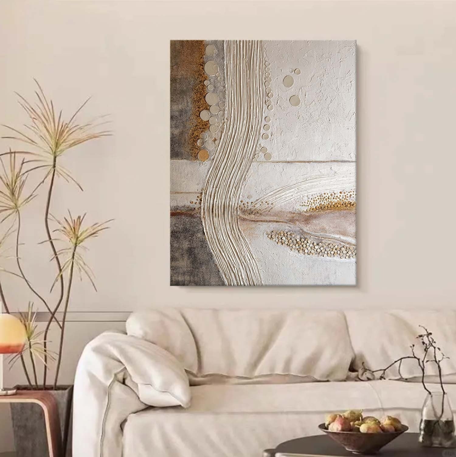 Wall Art River Stone Abstract Neutral
