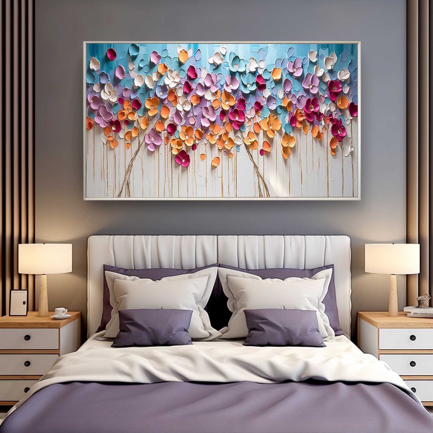 Wall Art Flower Modern Abstract Impasto