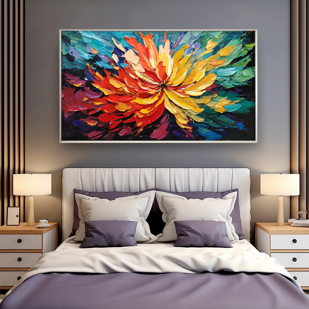Vibrant Colorful Floral Textured Canvas Wall Art