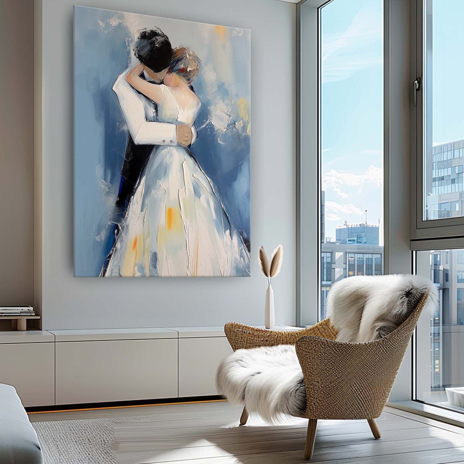 Wall Art Impasto Wedding Couple Romantic Intimate