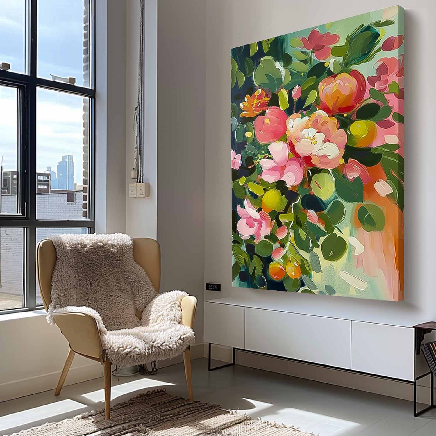 Wall Art Dense Floral Cluster Elegant Botanical