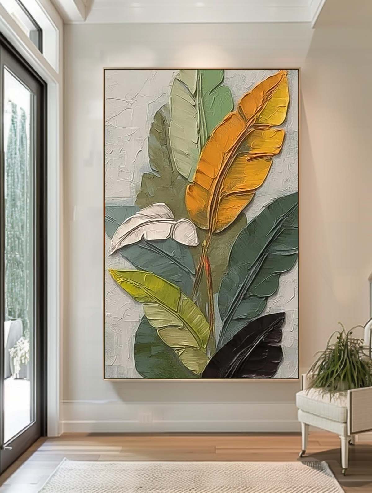 Wall Art Impasto Tropical Banana Leaf