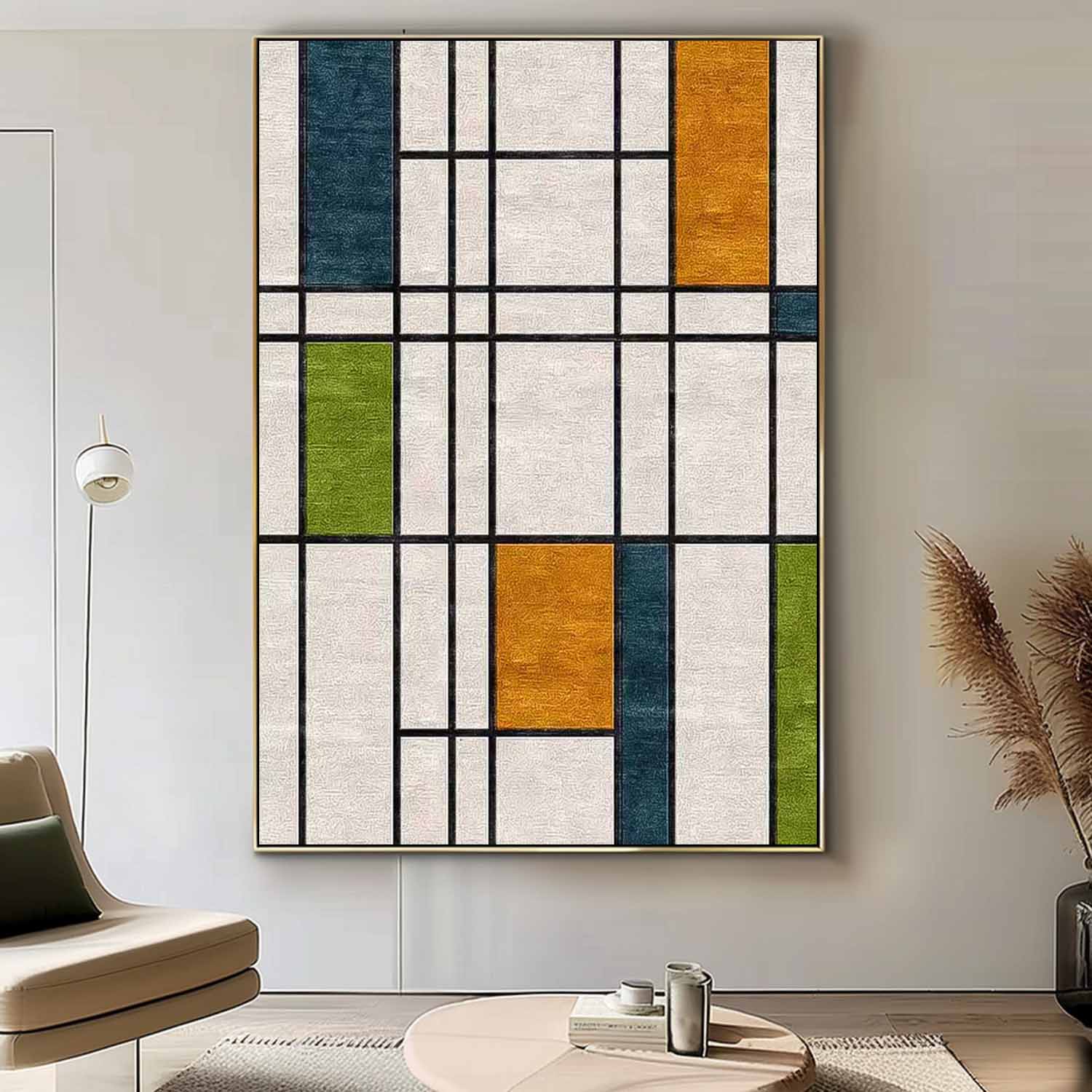 Wall Art De Stijl Geometric Grid Modernist
