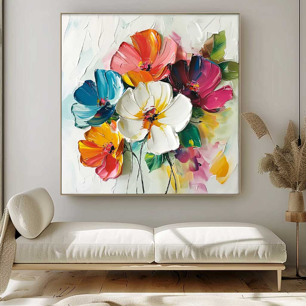 Wall Art Impasto Vibrant Multicolor Floral