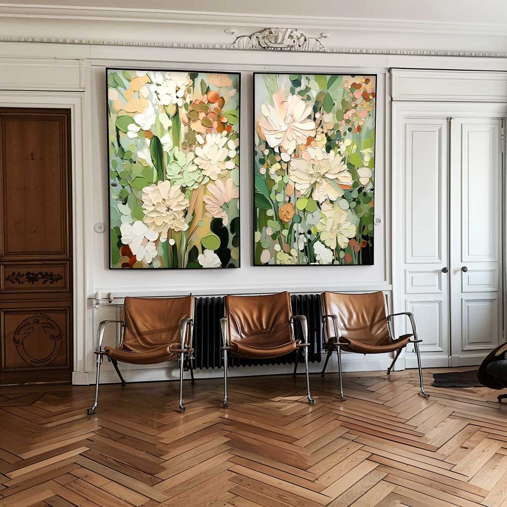 Wall Art Two Piece Pastel Wild Botanical Floral