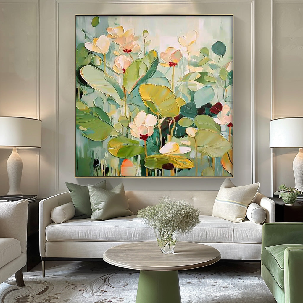Wall Art Gentle Lotus Flower Large Leaf Botanical