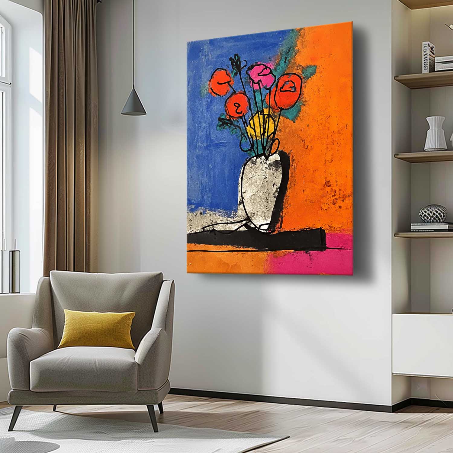 Wall Art Red Poppies in Ceramic Vasea