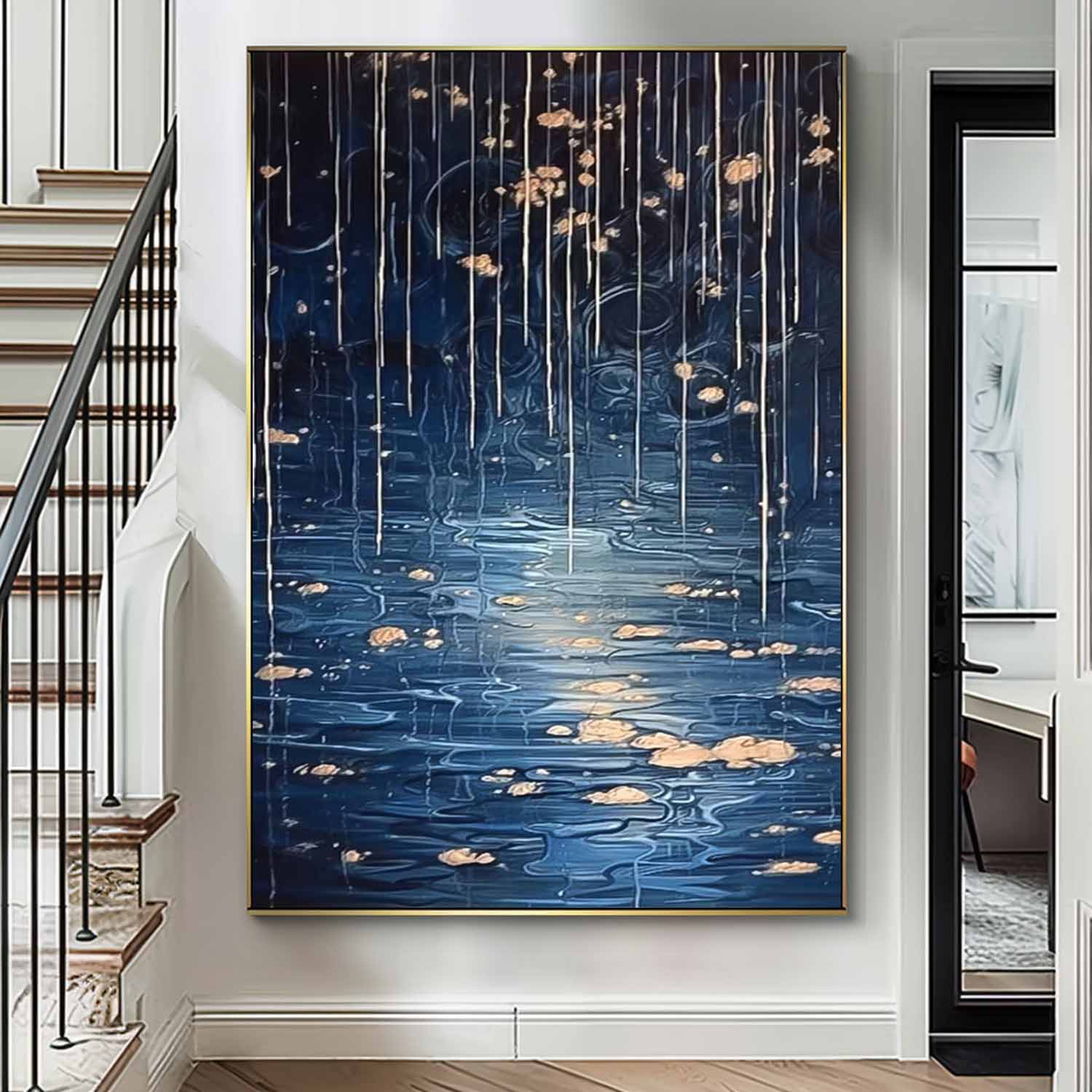 Wall Art Impasto Abstract Night Dreamy Waterfall