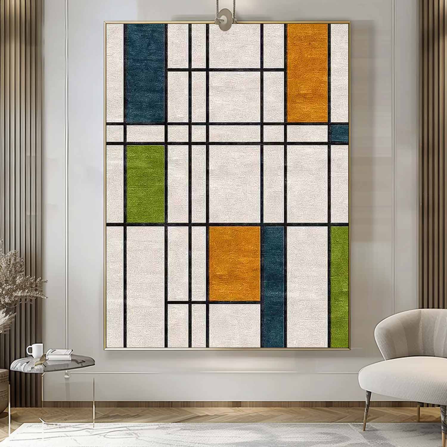 Wall Art De Stijl Geometric Grid Modernist