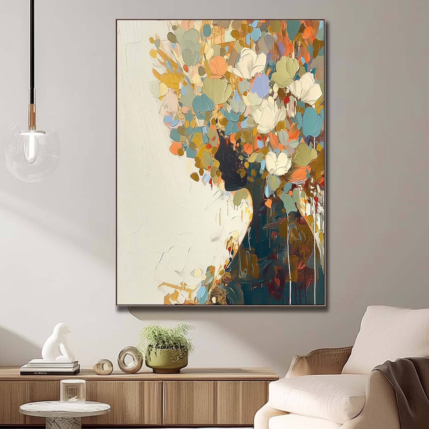 Wall Art People Dense Floral Vibrant Cheerful