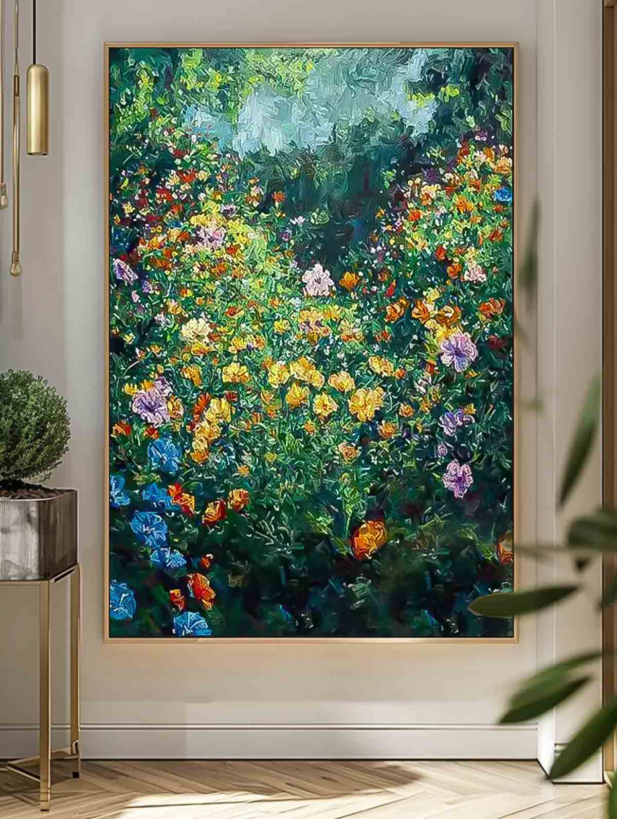 Lush Wildflower Garden Abstract Wall Art