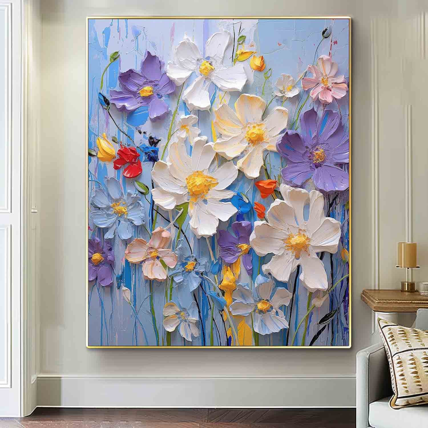 Wall Art Impasto Flower Fresh Serene Cheerful