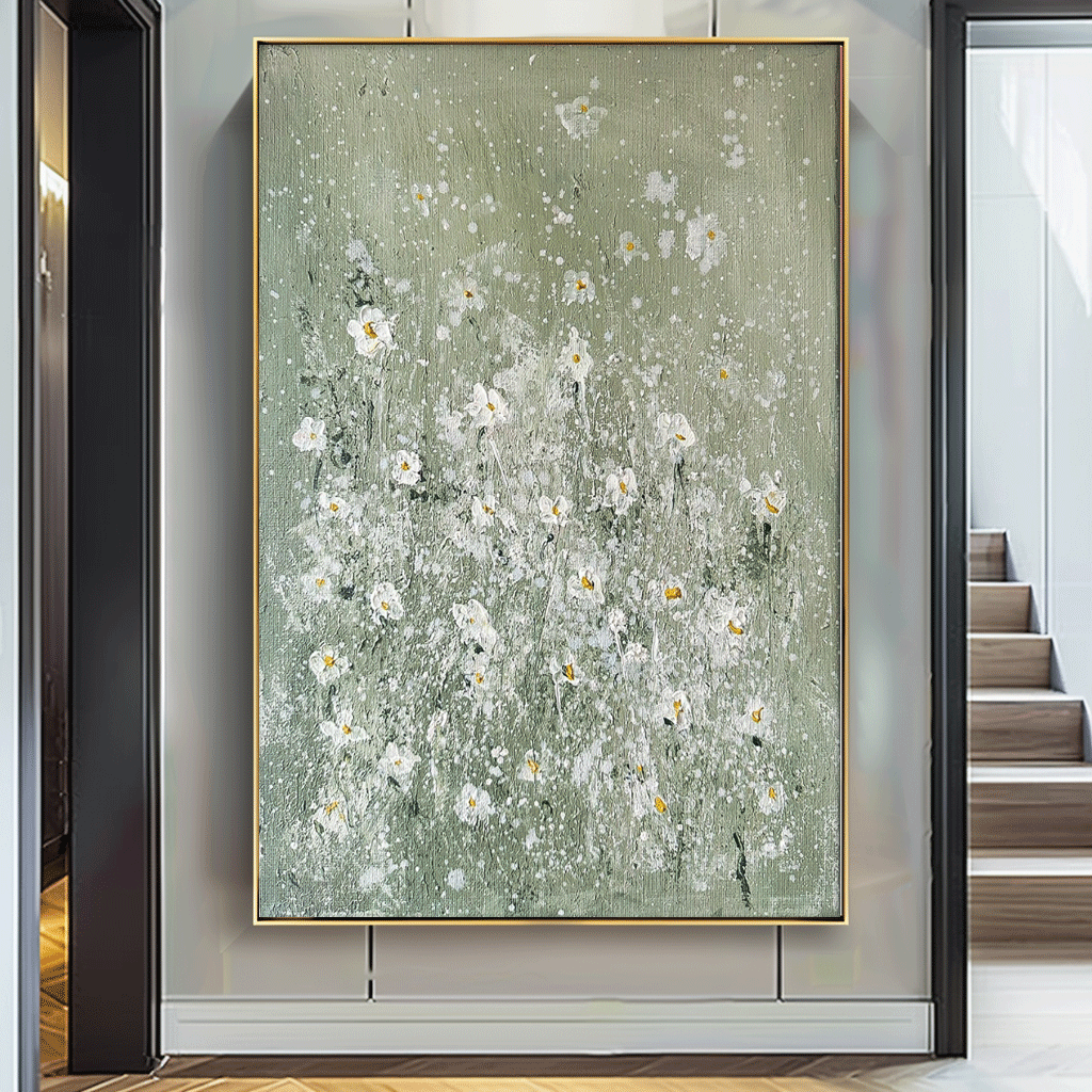 Wall Art Soft Dense Flower Vibrant Green Elegant