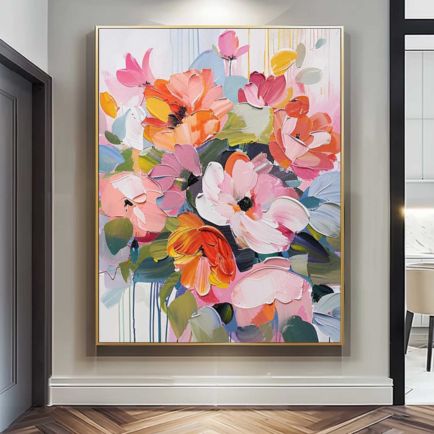 Rich‑Hue Textured Spring Floral Wall Art