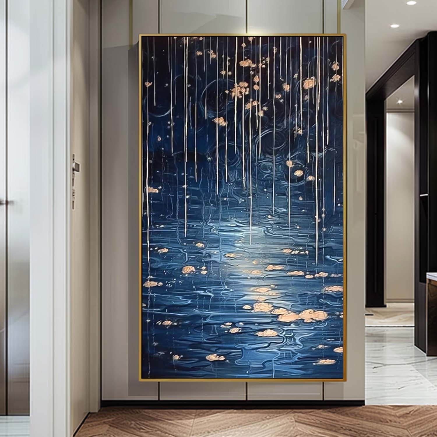 Wall Art Impasto Abstract Night Dreamy Waterfall