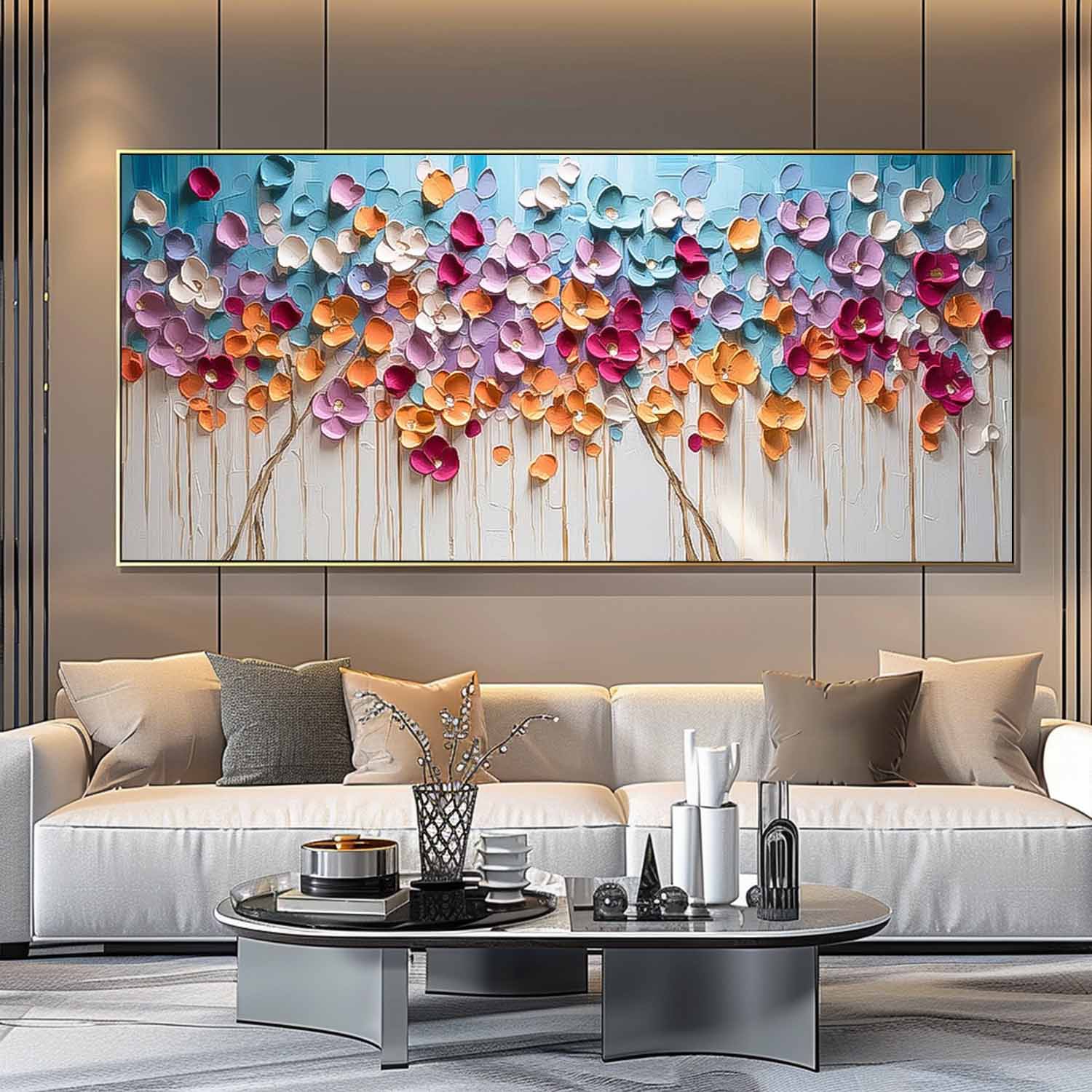 Wall Art Flower Modern Abstract Impasto
