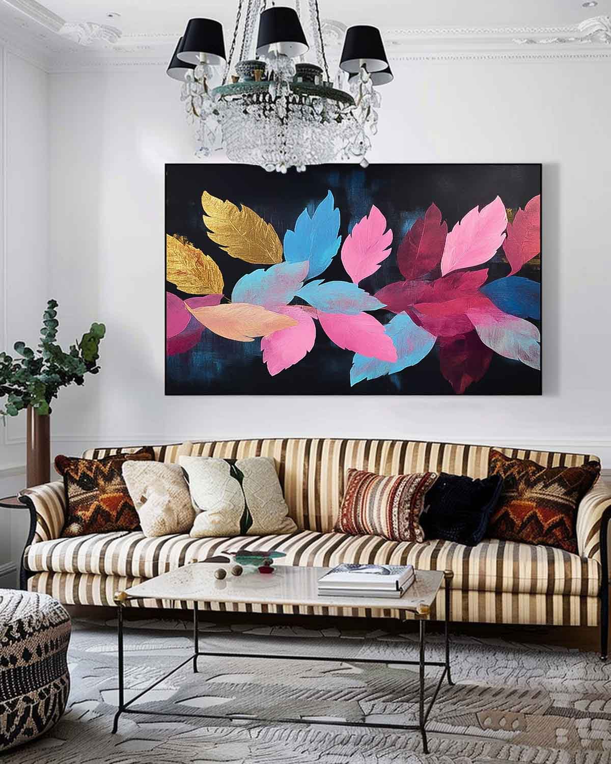 Wall Art Flower Design Colorful Leaf