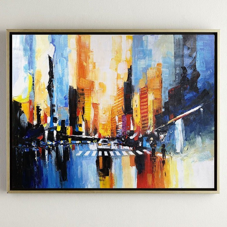 Vibrant Abstract City Lights Framed Wall Art