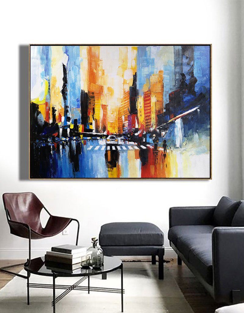Vibrant Abstract City Lights Framed Wall Art