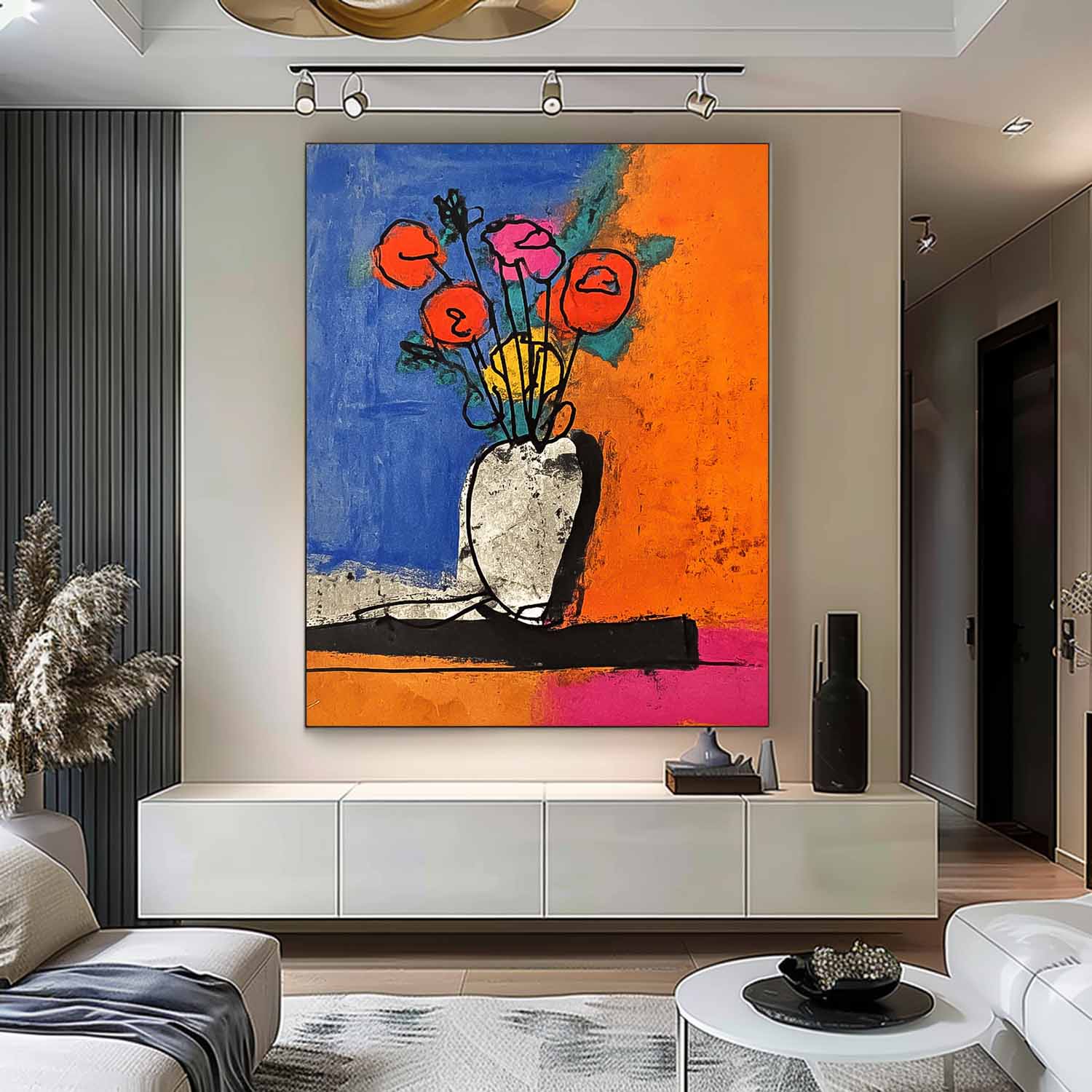 Wall Art Red Poppies in Ceramic Vasea