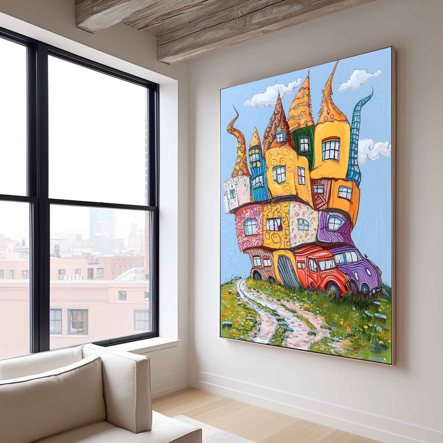Wall Art Architecture Surreal Whimsical House Playful