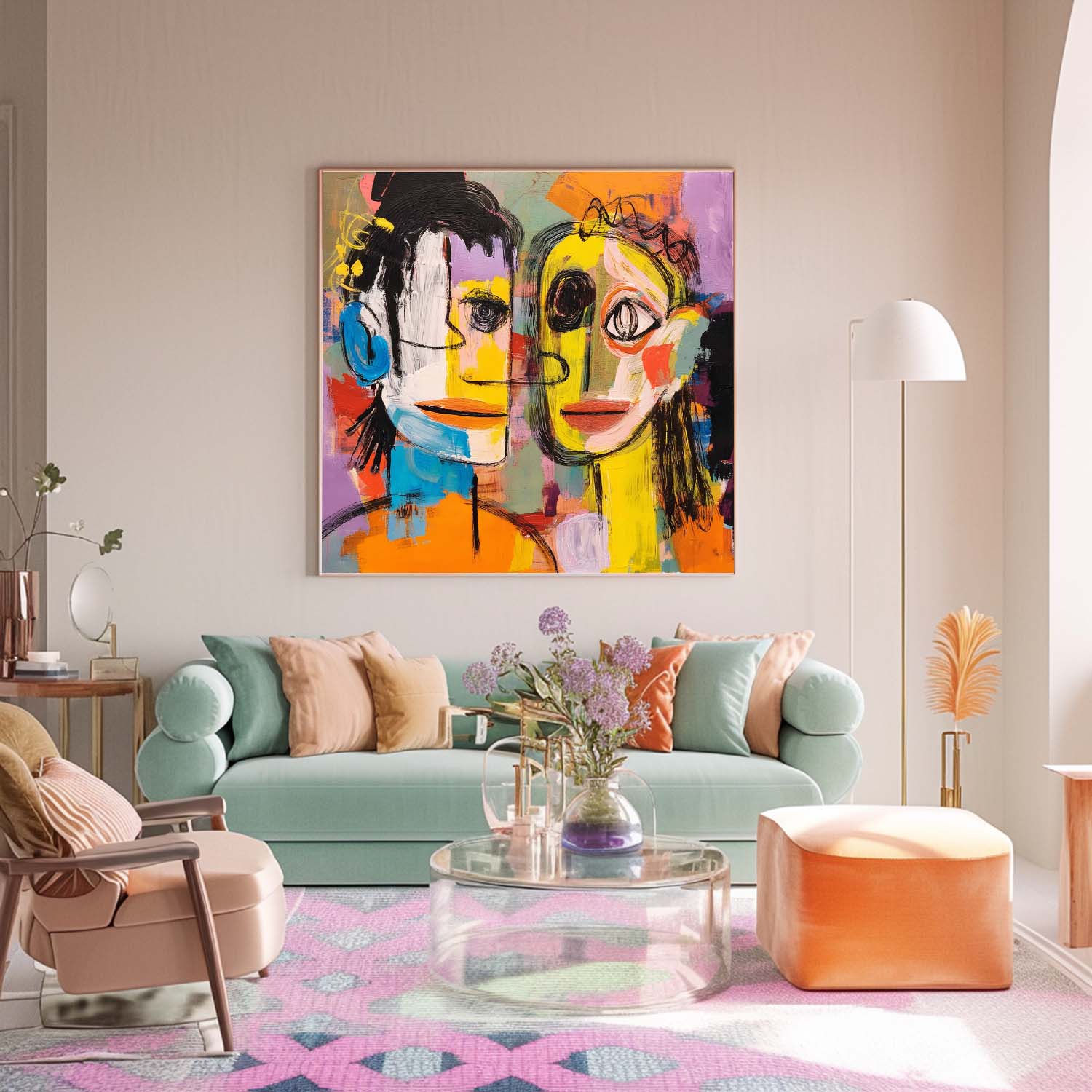 Wall Art People Cubist Scandinavian Bold Color