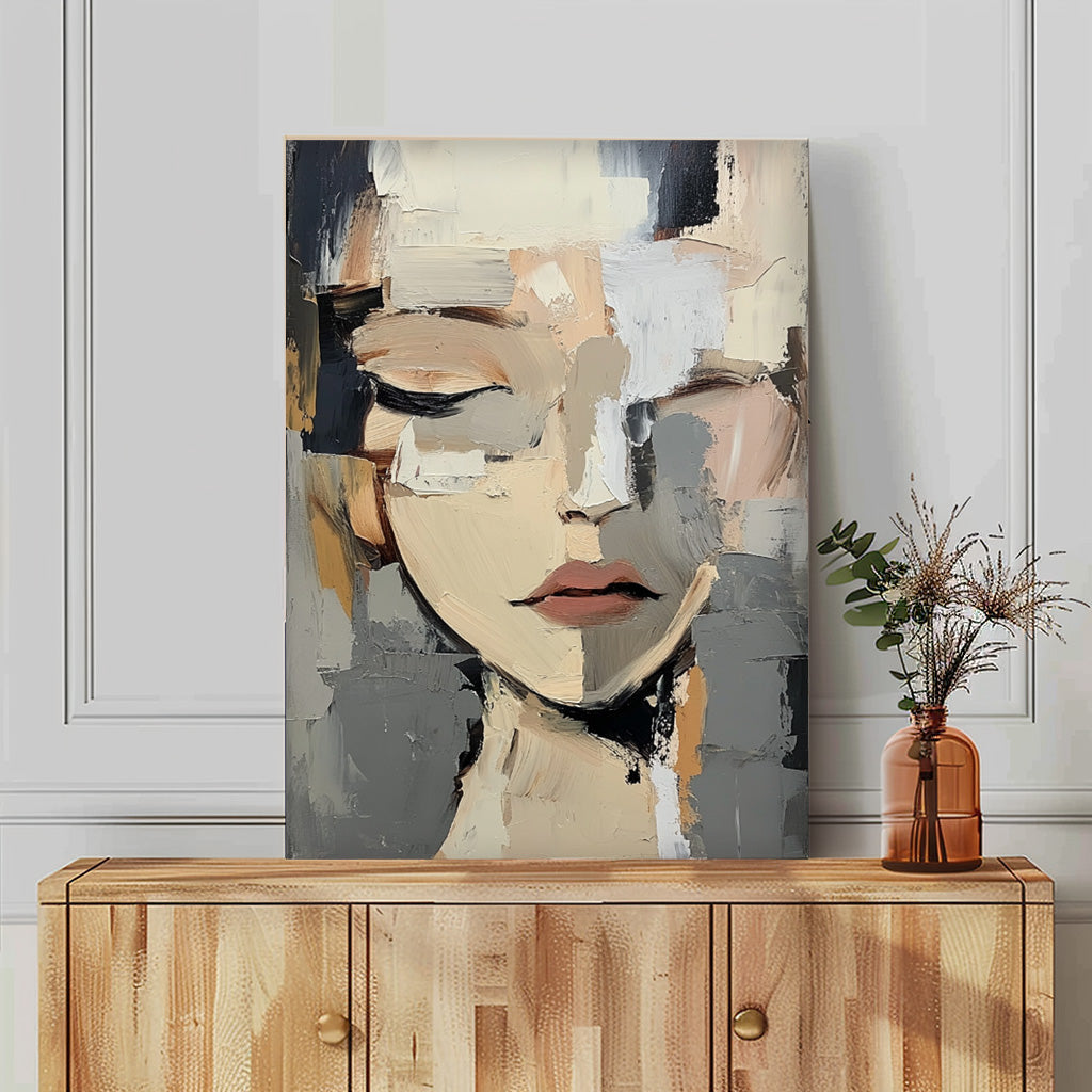 Wall Art Abstract Closed Eye Female Portrait