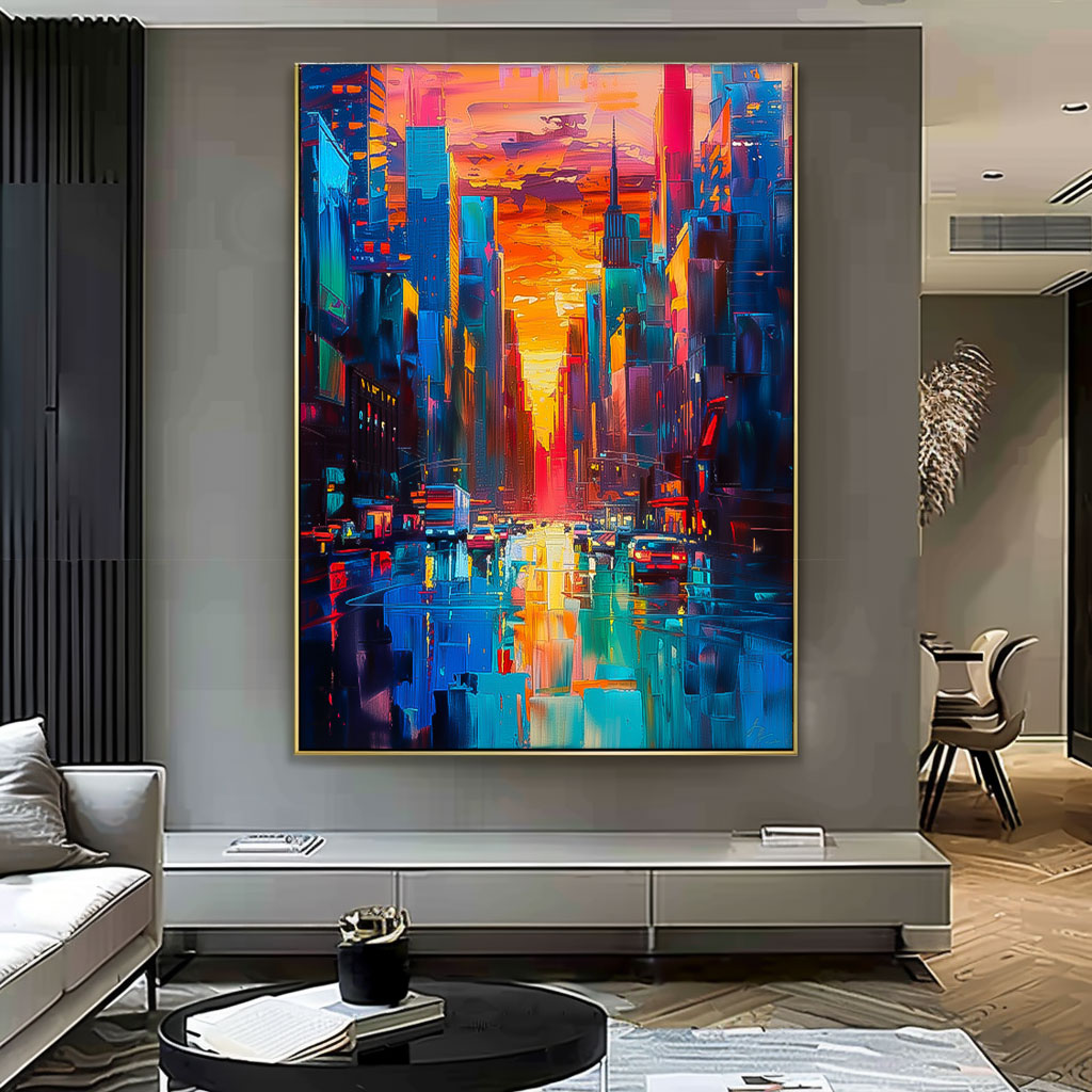 Wall Art Architecture Rainy Moody Night Decor