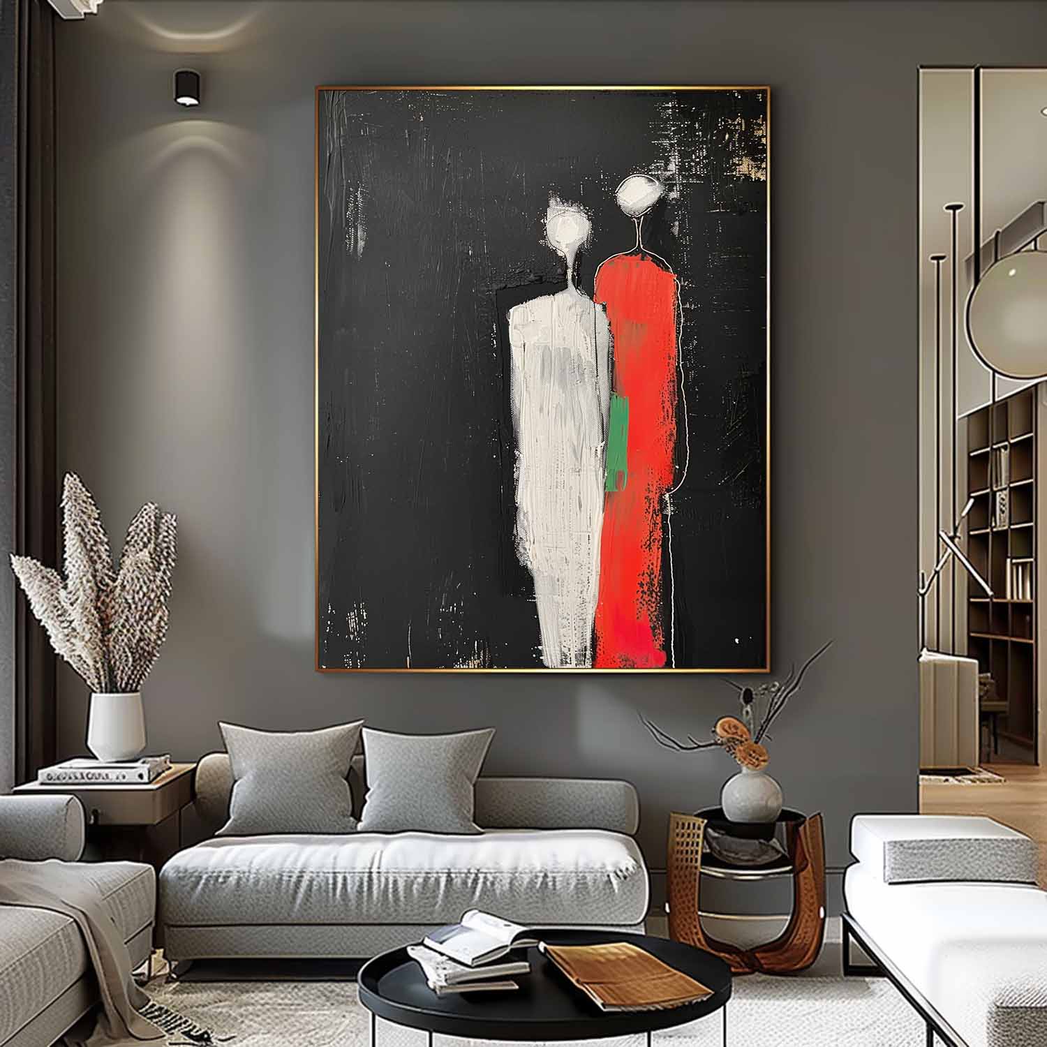 Wall Art Red People Contemporary Minimalist
