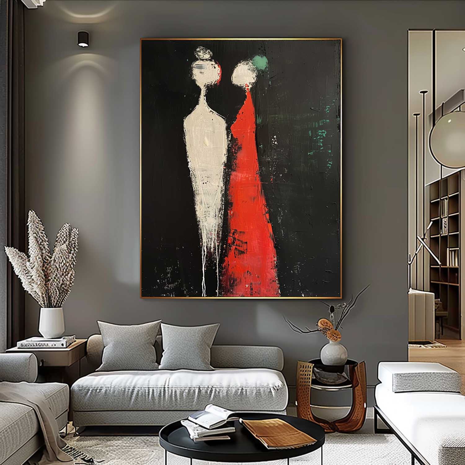 Stark Contrast Figurative Couple Canvas Art