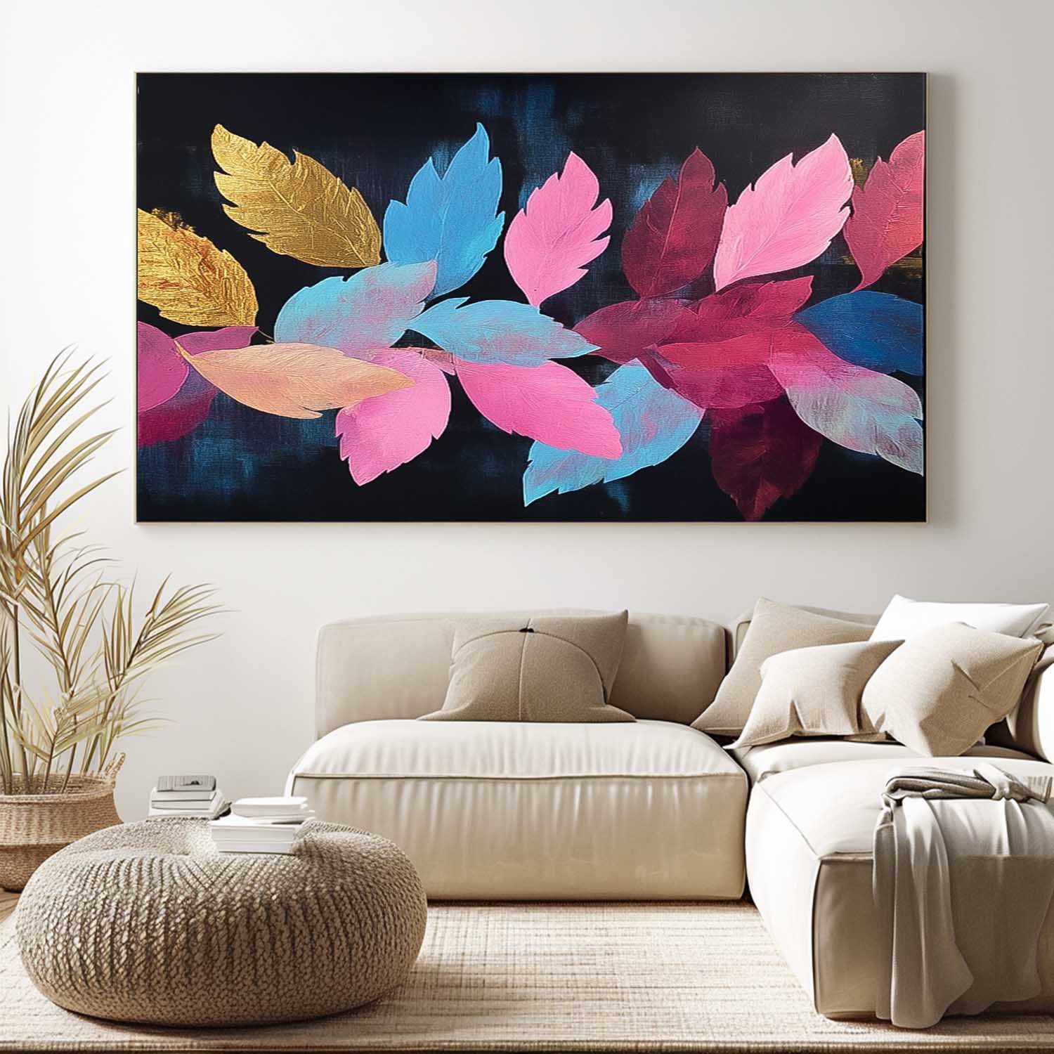 Wall Art Flower Design Colorful Leaf