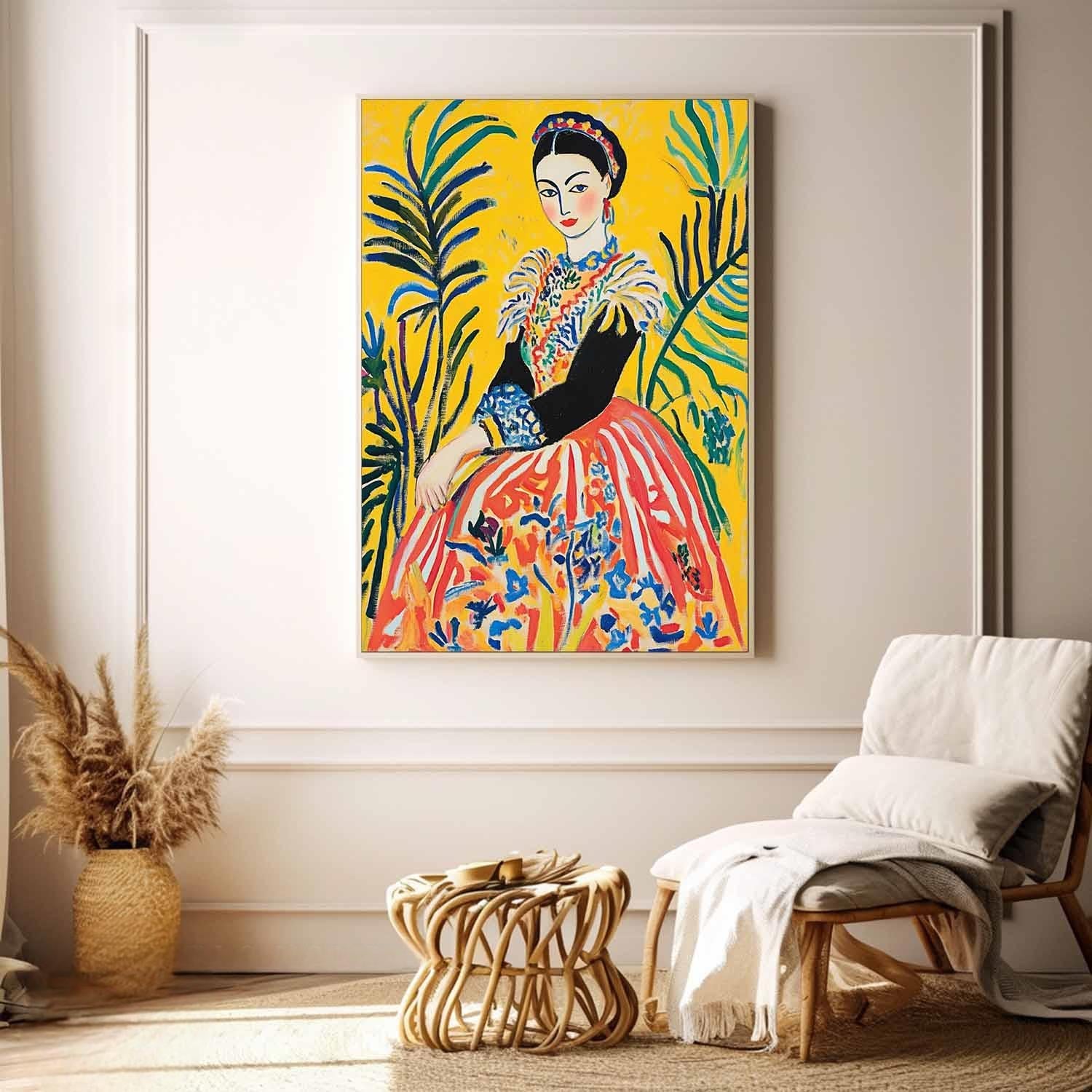 Fauvist Portrait Painting Vibrant Yellow Orange